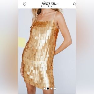 NWT nasty gal fringe sequin mini dress